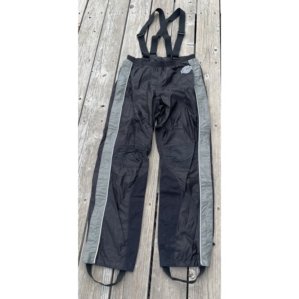 Harley Davidson Men's M Bib Rain Pants Mesh Lined Full Zip Pant Legs - Black